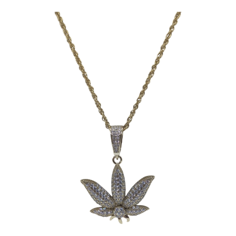 14 KT Gold Filled Medical Cannabis symbol and 14 KT Gold Filled Rope Necklace